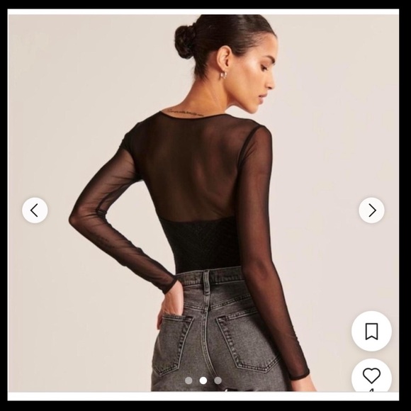 Abercrombie & Fitch Navy Sweetheart Lacy Bodysuit with Sheer Detailing Size XS - Picture 2 of 12